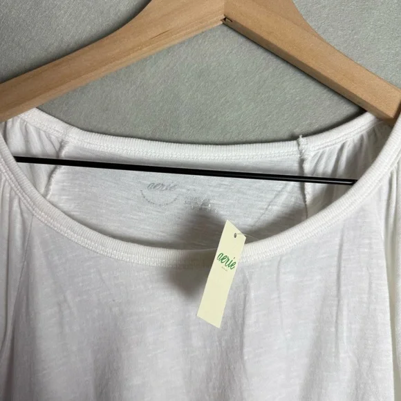 Brand New Aerie Bubble Sleeve T-Shirt Cropped Relaxed Fit White size S NWT - Picture 5 of 11